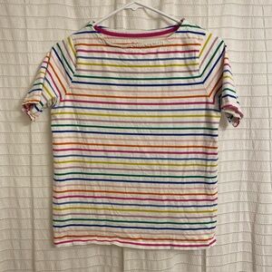 Boden women's medium top White Stripes Colorful Short Sleeve Soft Comfort